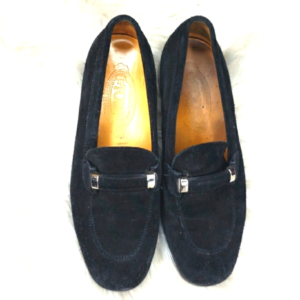 TODS  black suede loafers 6